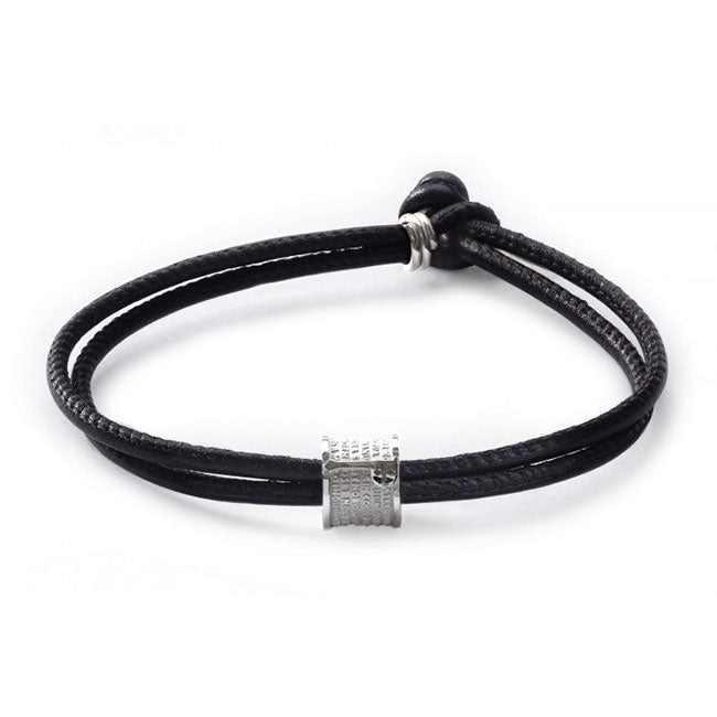 Our Father Rhodium Plated & Leather Bracelet