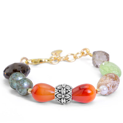 Impressionist Collection Carnelian & Smoky Quartz Bracelet