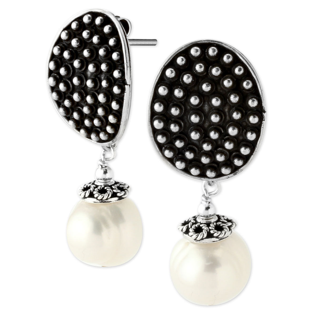 Textured Oval Sterling and Pearl-343124