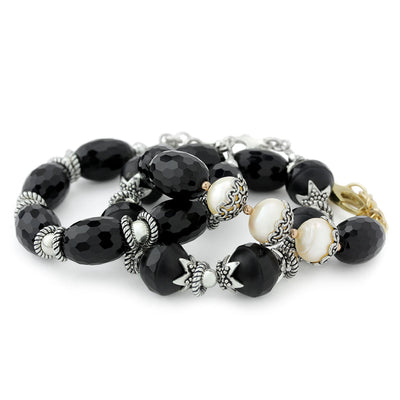 Onyx & Pearl Bracelet-240-3248
