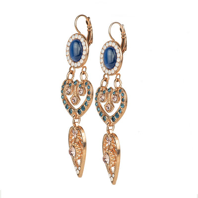 Mariana Oval & Heart Blue Morpho Earrings