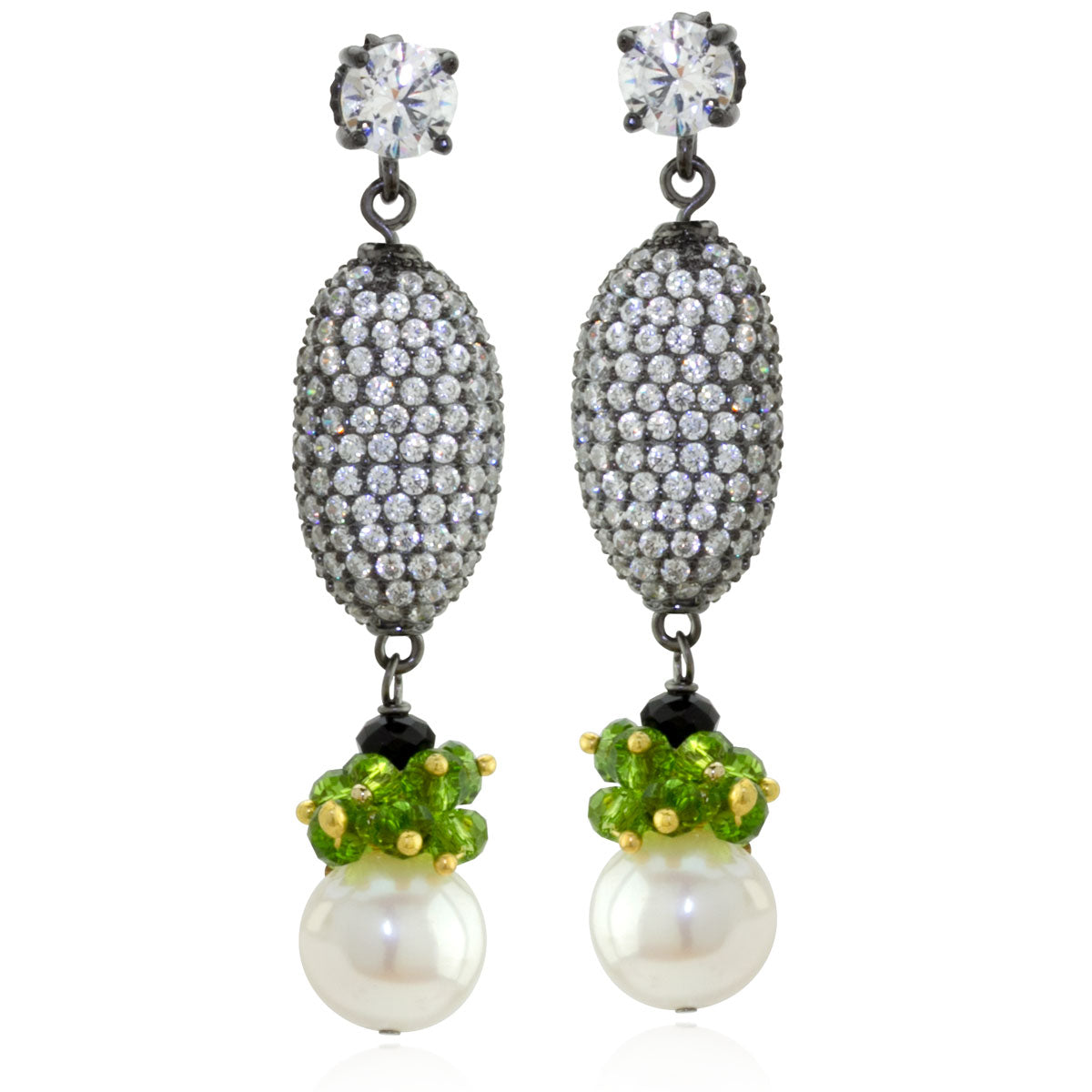 Peridot & Onyx  Earrings