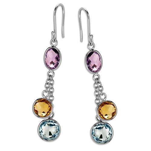 Amethyst, Citrine & Blue Topaz Earrings 338634