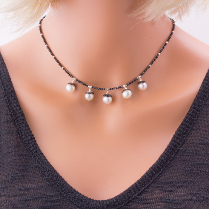 Impressionist Collection Black Mother of Pearl & Pearl Necklace