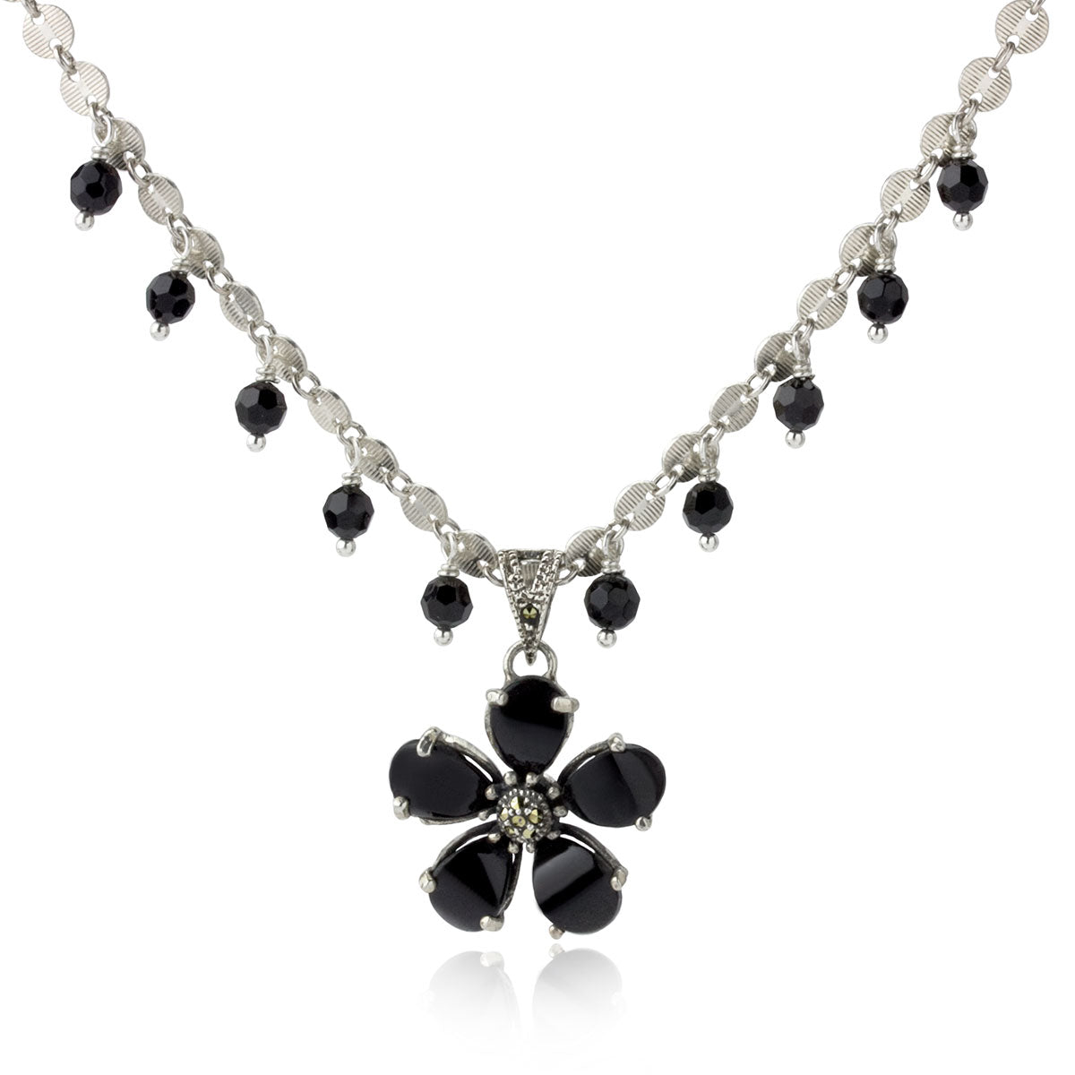 Onyx Flower Necklace