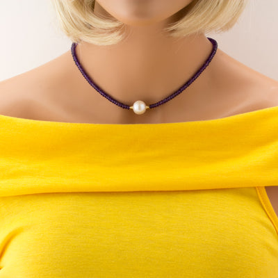 Impressionist Collection Amethyst & Pearl Necklace - 1