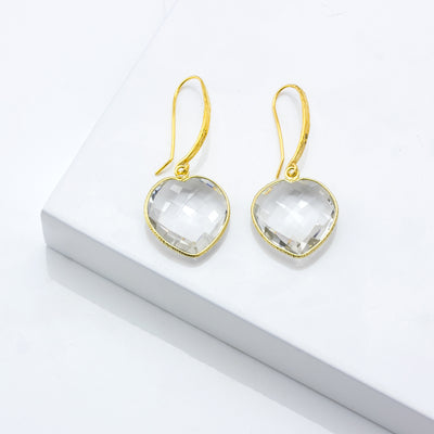 Impressionist Collection Natural Quartz Crystal Heart Earrings