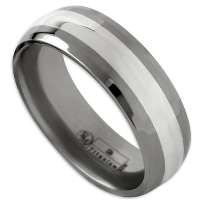 Edward Mirell Men's Silver Bands Titanium & Sterling Silver Ring