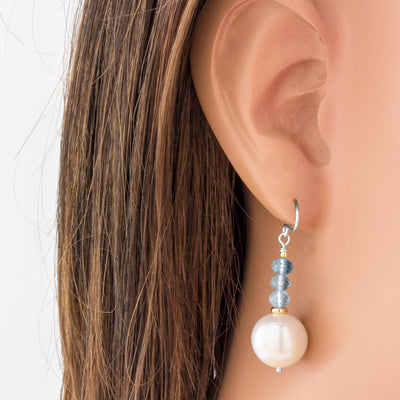 Impressionist Collection Aquamarine & Freshwater Pearl Earrings