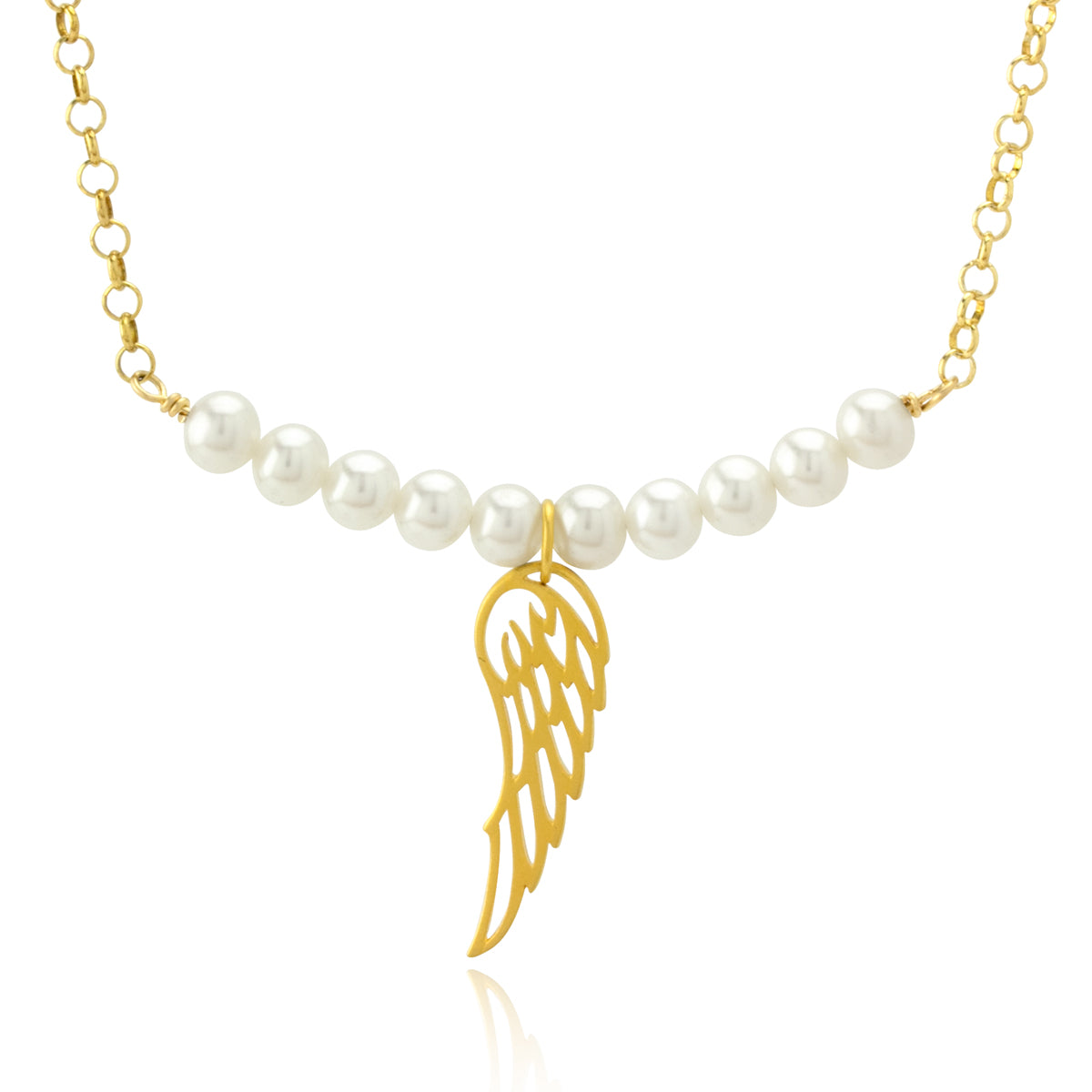 Wing & Pearl Bar Necklace