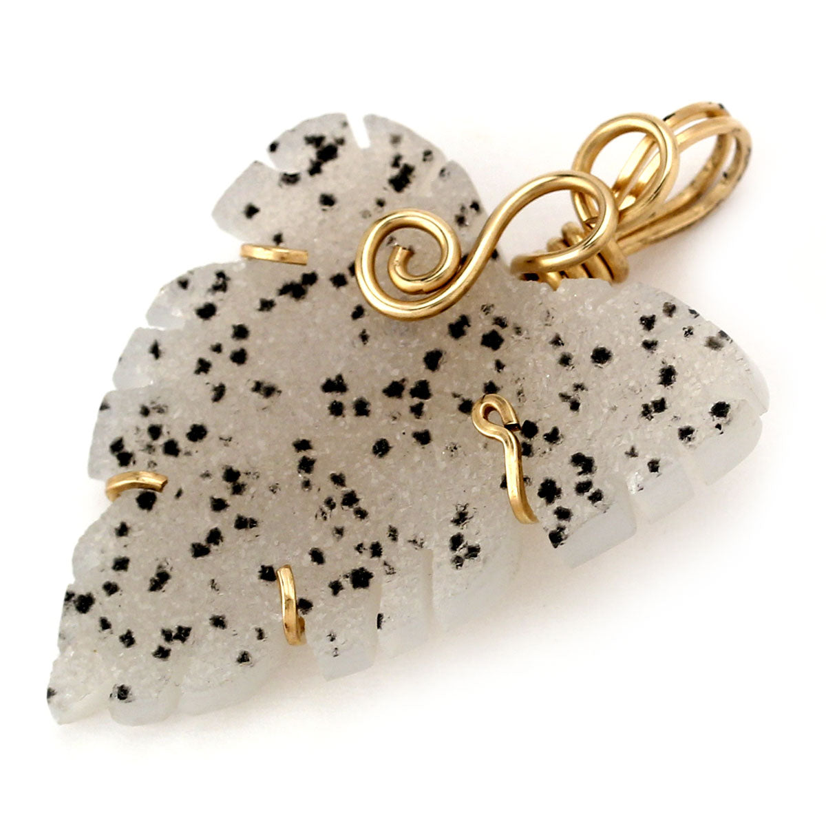 Wire Wrapped Leaf-Shaped Drusy Pendant-173506
