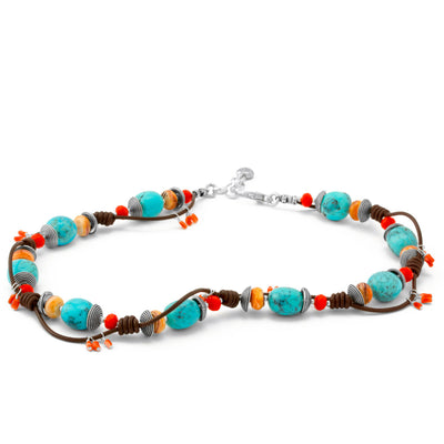 Leather & Turquoise Necklace