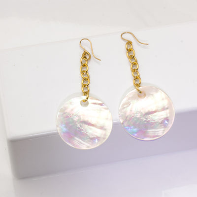 The Goddess Collection Mother of Pearl Chain Earrings