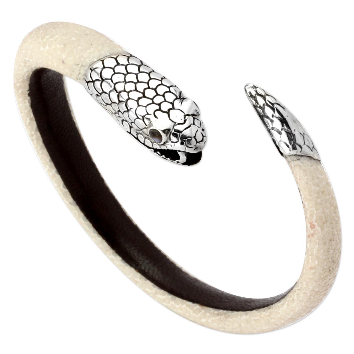White Stingray Leather Spiral Bracelet 342836