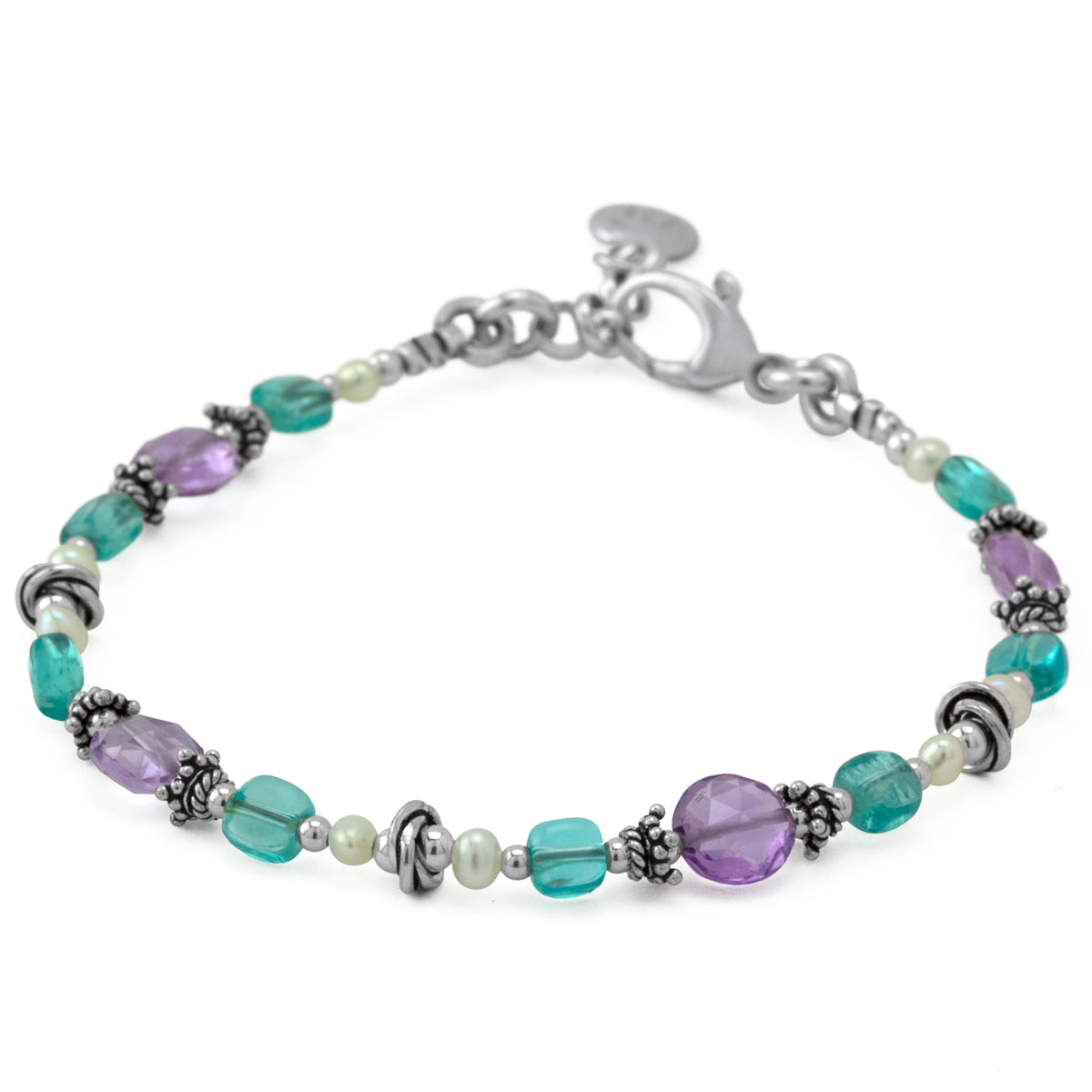 Amethyst Apatite and Pearl Bracelet