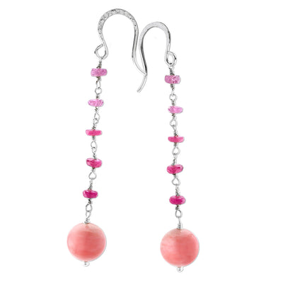 Pink Sapphire & Opal Earrings 210-447