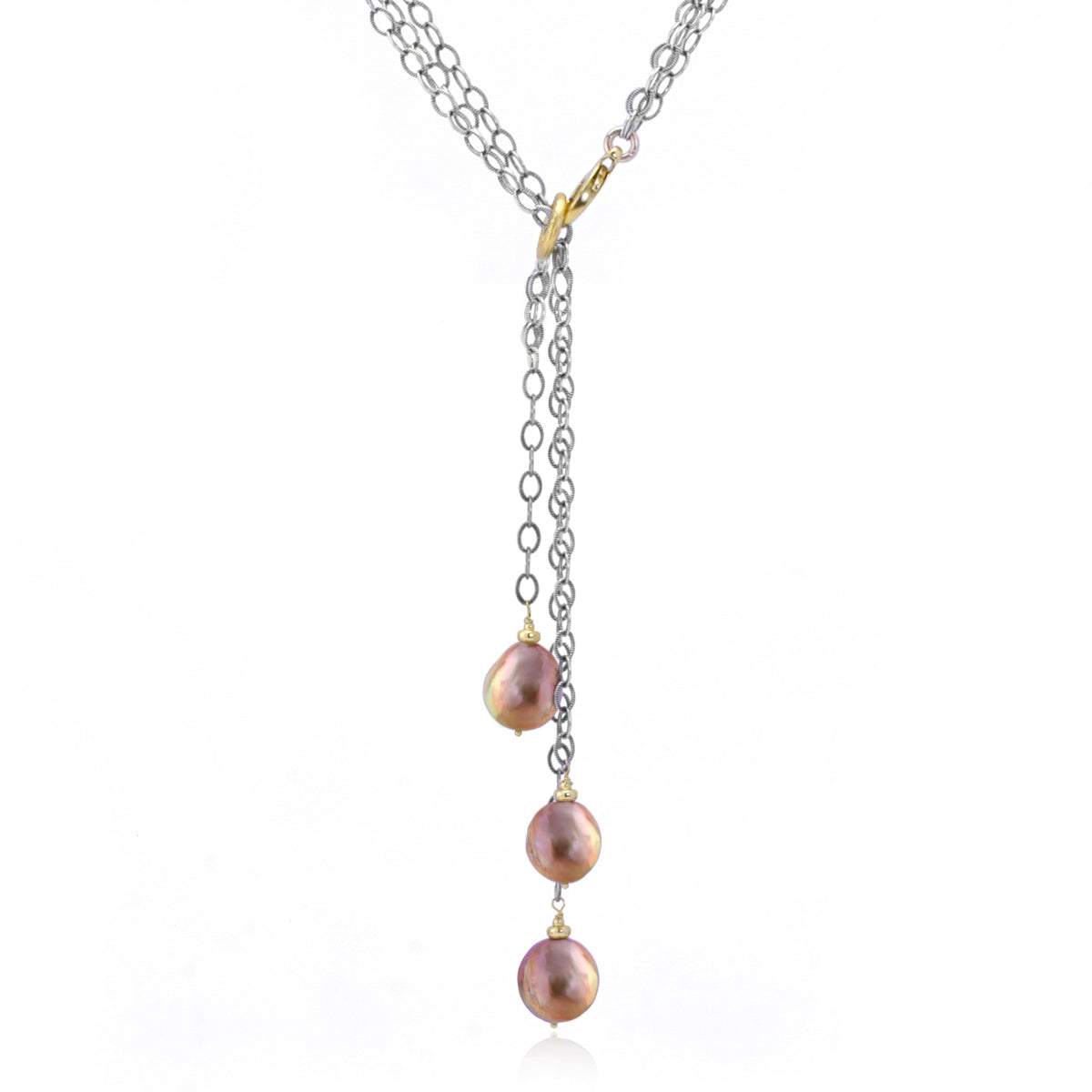 Fireball Pearl Lariat Necklace