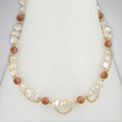 Keshi Pearl & Mozambique Garnet Necklace-294355