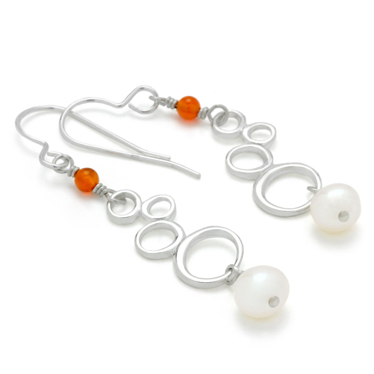 Pearl & Carnelian Bubble Earrings-210-664