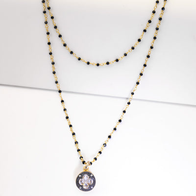 Black Spinel & CZ Wrap Necklace