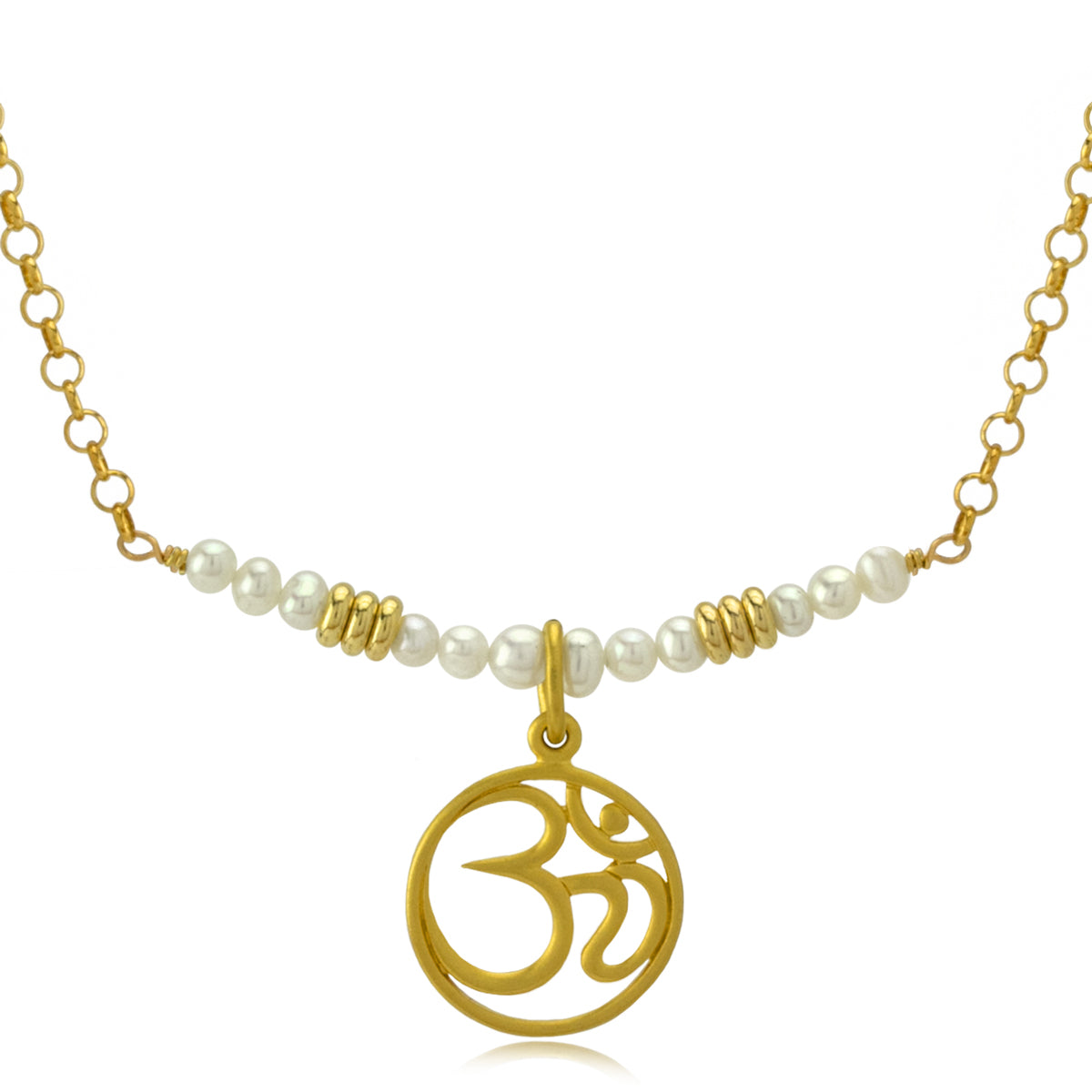 Om & Pearl Bar Necklace