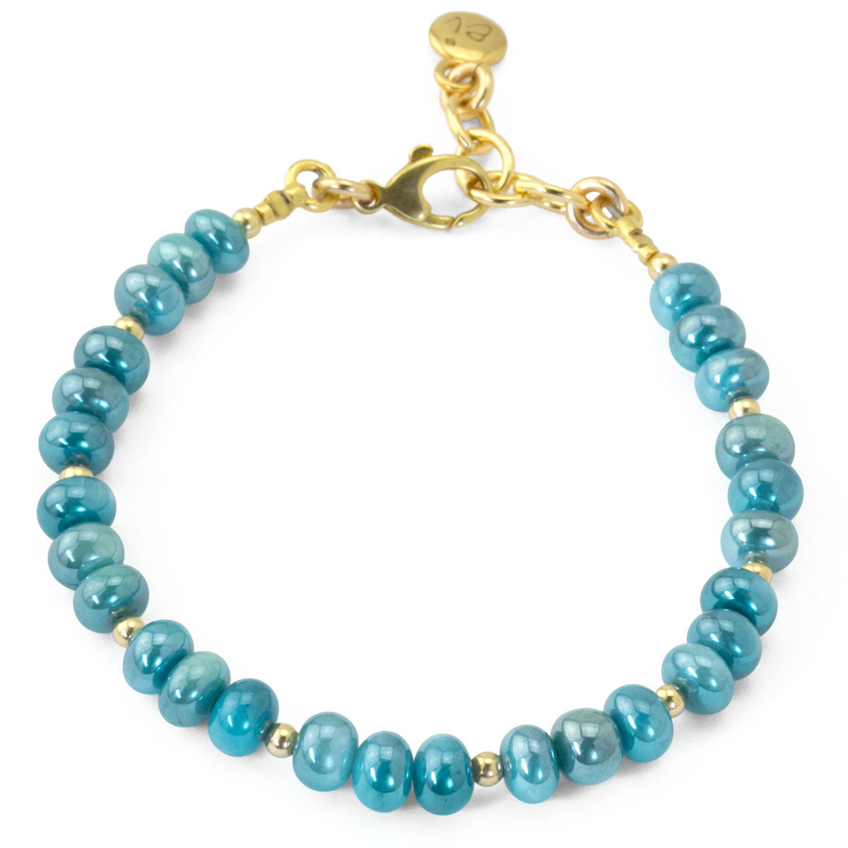 The Goddess Collection Smooth Teal Coated Moonstone Bracelet
