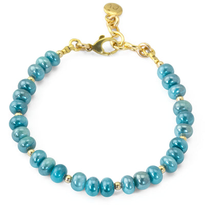 The Goddess Collection Smooth Teal Coated Moonstone Bracelet
