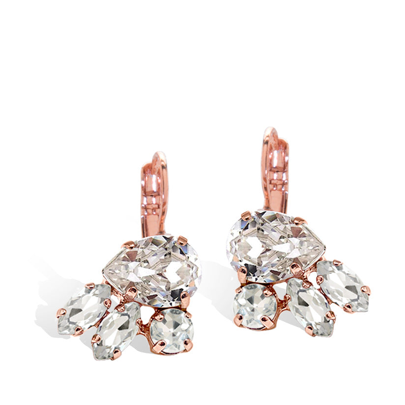 Mariana On a Clear Day Rose Pear Cluster Earrings