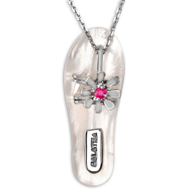 Galatea Ruby with White Mother of Pearl Sandal Pendant 337368