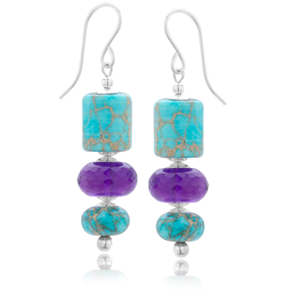 Impressionist Collection Turquoise with Amethyst Dangle Earrings