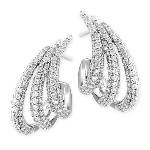 Diamond Half Moon Earrings-341316