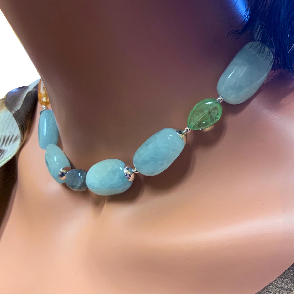 Aquamarine with Multi-Stone Necklace