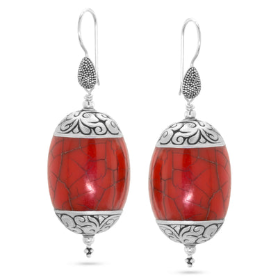 Red Copal Amber Dangle Earrings