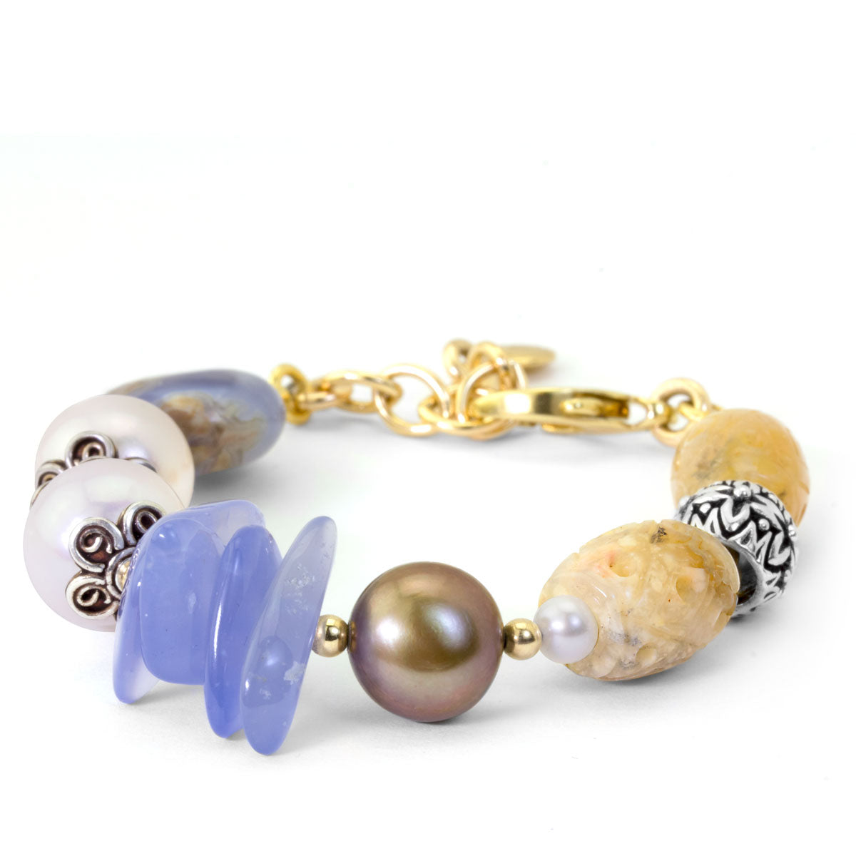 Impressionist Collection Carved Jasper & Chalcedony Bracelet