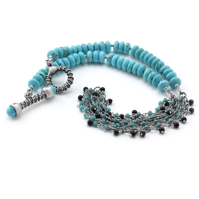 Sleeping Beauty Turquoise With Amazonite & Onyx Necklace 235-609