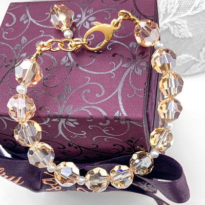 Champagne Crystal & Pearl Bracelet