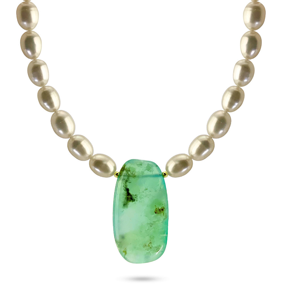 Chrysoprase & Pearl Necklace