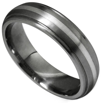 Edward Mirell Men's Silver Bands Titanium & Sterling Silver Ring