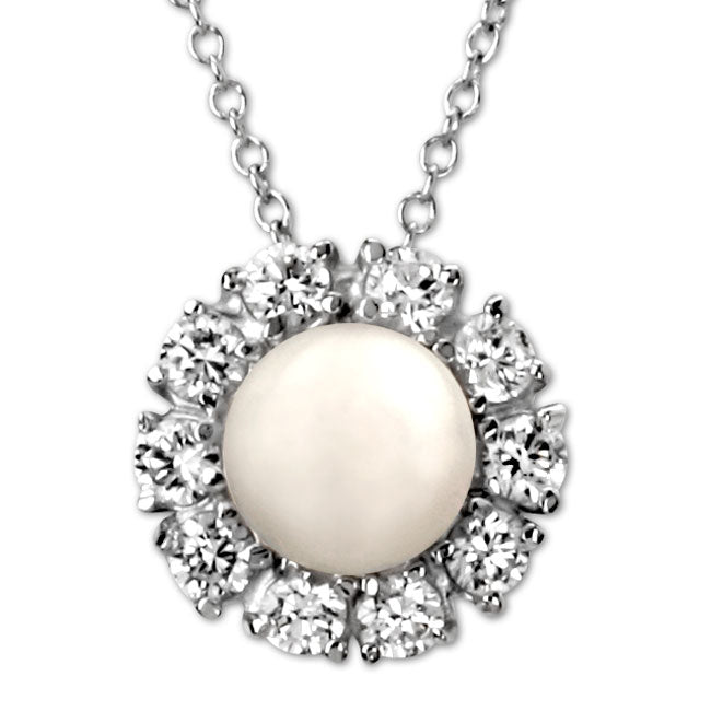 Pearl & CZ Necklace-337908