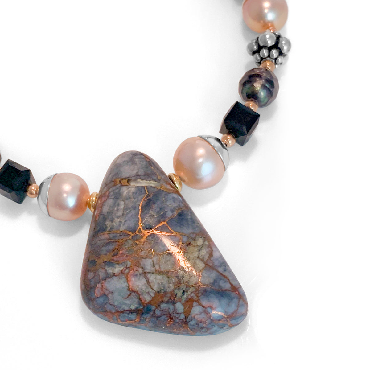Copper Infused Quartz & Pearl Necklace