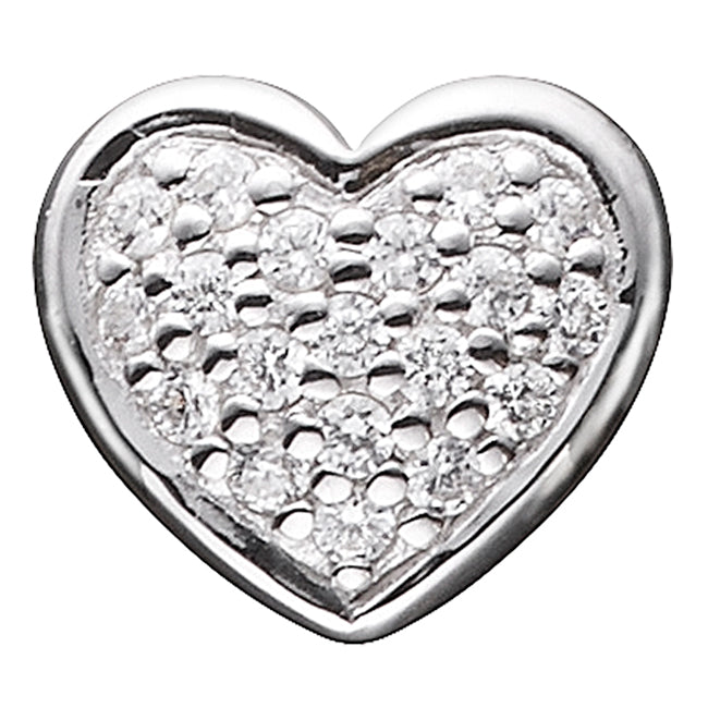 STORY by Kranz & Ziegler Sterling Silver Clear Pave Heart Button-346923