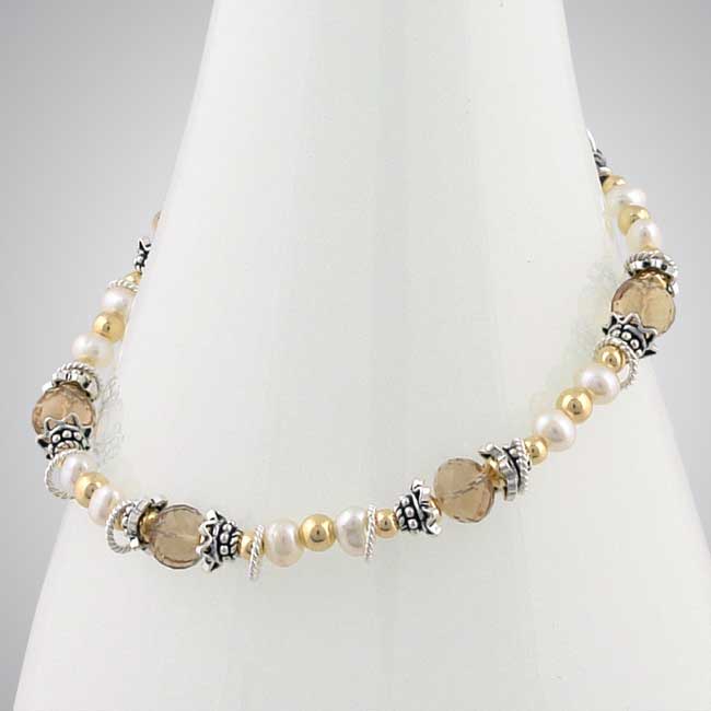 Champagne Citrine & Freshwater Pearl Bracelet-274463