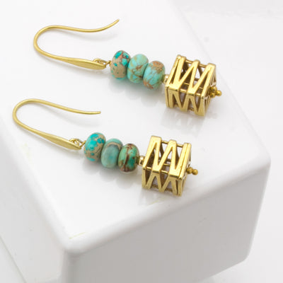 Impressionist Collection Layered Turquoise & Gold Earrings