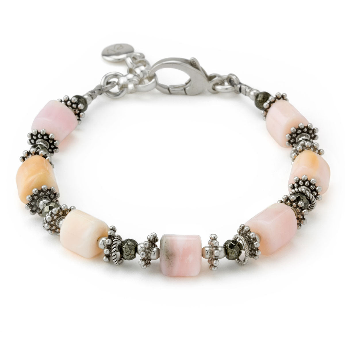 Pink Opal & Pyrite Bracelet