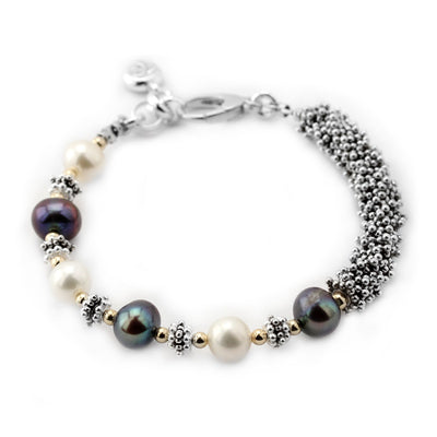 Grey & Platinum Pearl Bracelet-128742