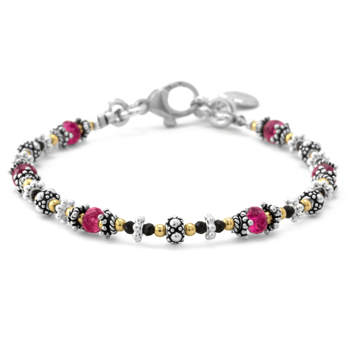 Pink Tourmaline & Black Spinel Bracelet