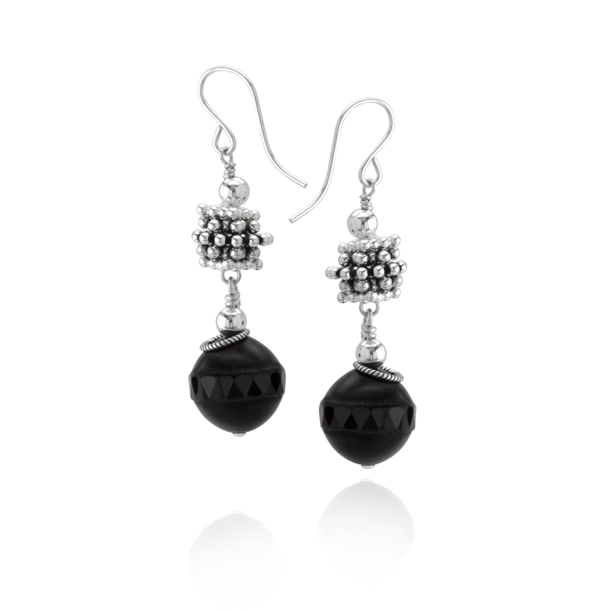 12mm Onyx & Sterling Silver Earrings