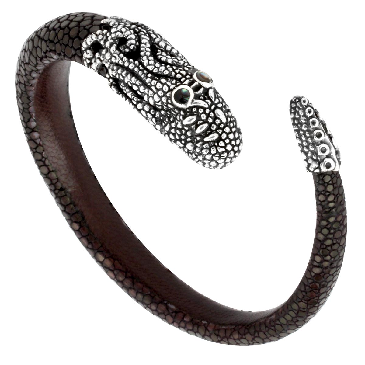 Brown Stingray Leather and Sterling Octopus Bracelet 342822