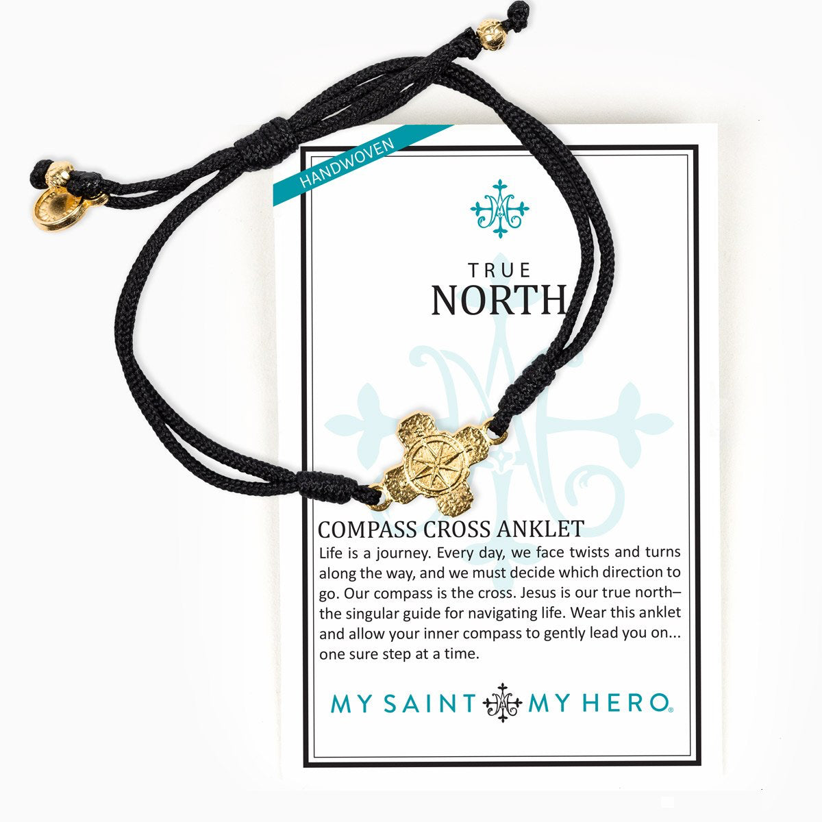 True North Silver Compass Cross Anklet