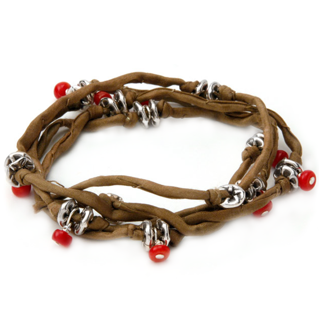 Bohemian-inspired Silk Wrap Bracelet-338289